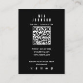 Modern Simple Singer Musician Fotografy Black Visitenkarte (Rückseite)