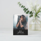 Modern Simple Singer Musician Fotografy Black Visitenkarte (Stehend Vorderseite)