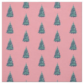Modern Simple Snowy Green Christmas Trees Pink Stoff (Muster)