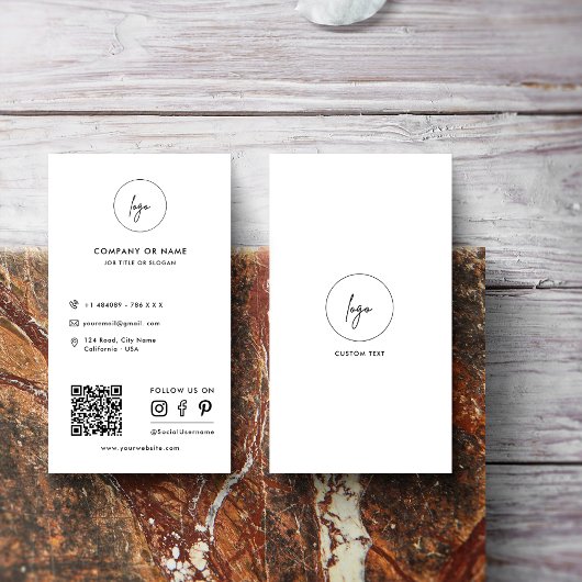 Modern Simple Social Media Icons QR Code Logo Visitenkarte