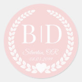Modern Simple Soft Antique Rose Monogram Runder Aufkleber (Vorderseite)