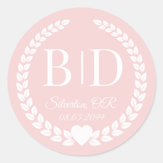 Modern Simple Soft Antique Rose Monogram Runder Aufkleber (Vorderseite)