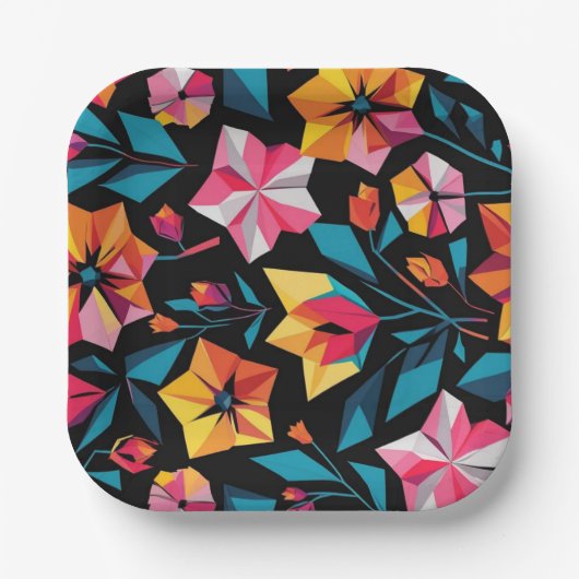 modern Simple Star geometric colorful pattern Pappteller (Vorderseite)