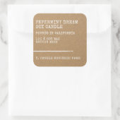 Modern Simple Style Brown Kraft Paper Candle Label Quadratischer Aufkleber (Tasche)