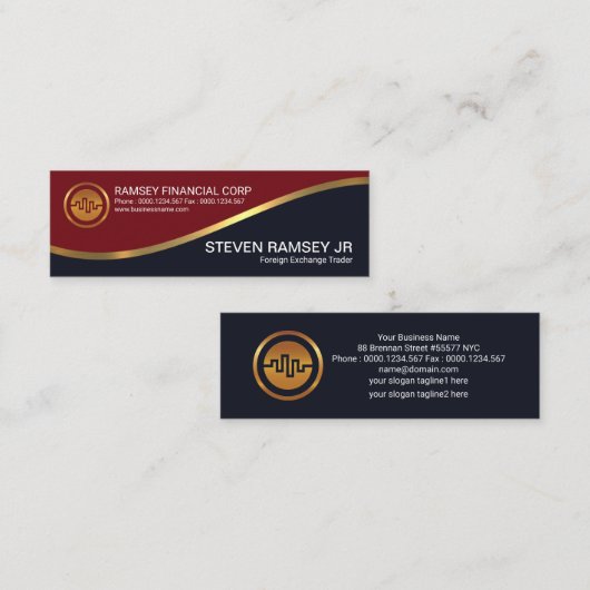 Modern Simple Stylish Gold Wave Forex Trader Mini Visitenkarte (Vorne/Hinten)