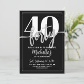 Modern Simple Stylish Script 40. Geburtstag Party Einladung (Stehend Vorderseite)