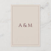 Modern simple tan minimalist wedding details begleitkarte (Rückseite)