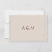 Modern simple tan minimalist wedding RSVP karte (Rückseite)