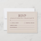 Modern simple tan minimalist wedding RSVP karte (Vorderseite)