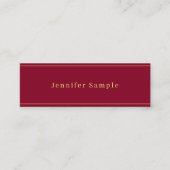 Modern Simple Template Burgundy Red Gold Text Mini Visitenkarte (Vorderseite)