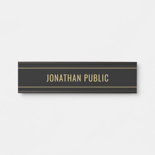 Modern Simple Template Elegant Black & Gold Name Türschild (Vorderseite )
