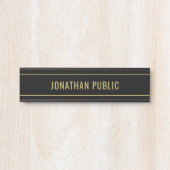 Modern Simple Template Elegant Black & Gold Name Türschild (Vorderseite )