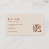 Modern Simple Terracotta Flower Line Art QRCode  Visitenkarte (Rückseite)