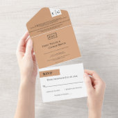 Modern Simple Terracotta Monogram Hochzeit All In One Einladung (Abreißen)