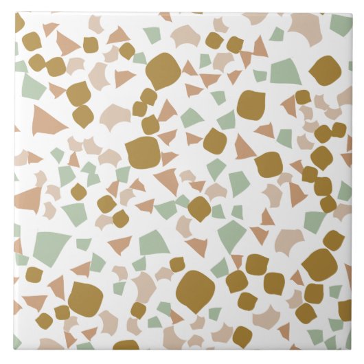 Modern Simple Terrazzo White Gold Fliese (Vorderseite)