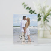 Modern Simple Text Overlay Budget Save the Date (Stehend Vorderseite)