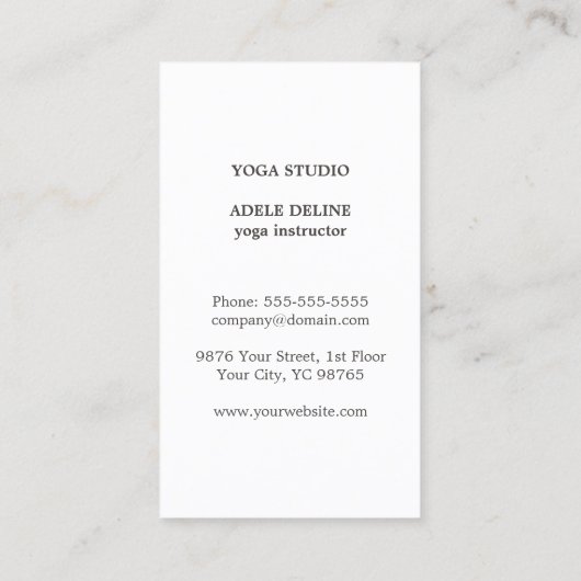 Modern Simple Texture Black Yellow Yoga Instructor Visitenkarte (Rückseite)
