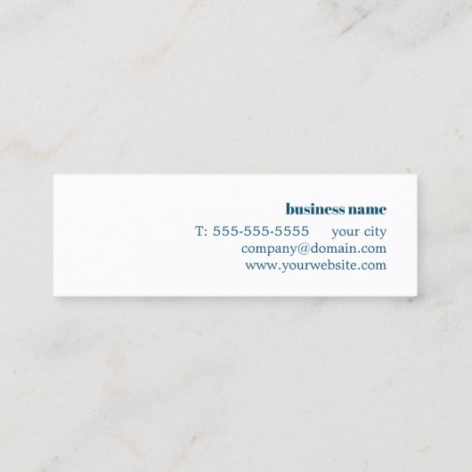 Modern Simple Texture White Blue Interior Designer Mini Visitenkarte (Rückseite)