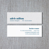 Modern Simple Texture White Blue Interior Designer Mini Visitenkarte