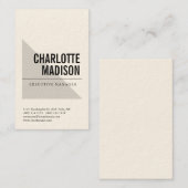 Modern Simple Trendy Minimalist Plain Cream Visitenkarte (Vorne/Hinten)