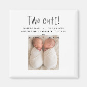 Modern simple twin photo tan brown two cute birth magnet (Vorne)