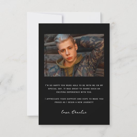 Modern Simple Typografy 4 Foto Abschluss Dankeskarte (Rückseite)