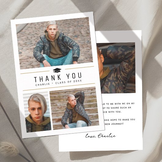 Modern Simple Typografy 4 Foto Abschluss Dankeskarte