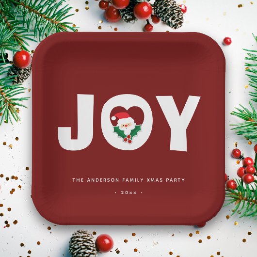 Modern Simple Typografy Holly Joys Christmas Party Pappteller