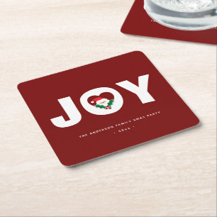 Modern Simple Typografy Holly Joys Christmas Party Rechteckiger Pappuntersetzer