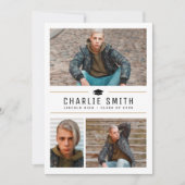 Modern Simple Typography 3 Photo Graduation Party Einladung (Vorderseite)