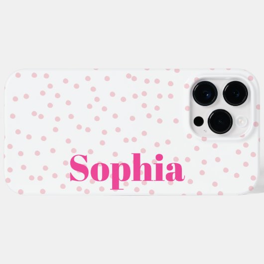 Modern Simple Typography Pink Polka Dot Case-Mate iPhone Hülle (Rückseite (Horizontal))