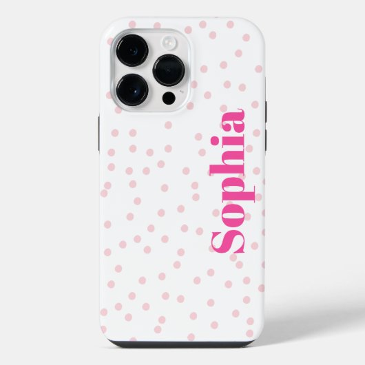 Modern Simple Typography Pink Polka Dot iPhone Hülle (Rückseite)