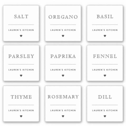 Modern Simple Water proof Kitchen Spice Jar Label (Vorderseite)