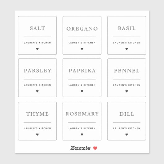 Modern Simple Water proof Kitchen Spice Jar Label (Blatt)