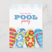 Modern Simple Watercolor Gedreht Flop Pool Party Postkarte (Vorderseite)