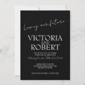 Modern Simple Wedding Engagement Black Quote Einladung (Vorderseite)