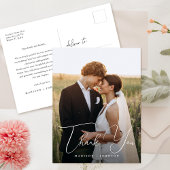 Modern Simple Wedding Foto Vielen Dank Postcard Postkarte