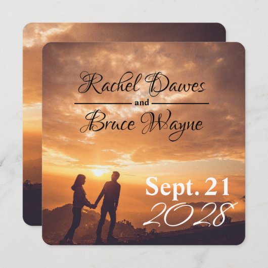 modern simple Wedding Save Date romantic Sunset (Vorne/Hinten)