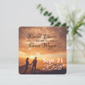 modern simple Wedding Save Date romantic Sunset (Stehend Vorderseite)