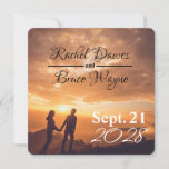 modern simple Wedding Save Date romantic Sunset<br><div class="desc">Eine wunderschöne Hochzeits Save-the-Date Karte für den allerschönsten Tag.
Passend hierzu eine liebevoll gestaltete Karte mit romantischem Ambiente im Sonnenuntergang in rot,  orange.

Die Karte präsentiert sich im eleganten und zugleich modernem Design mit geschwungener Schrift und modernen Elementen.</div>