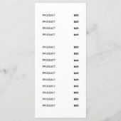 Modern Simple White Bar Menu | Preisliste Menükarte (Rückseite)
