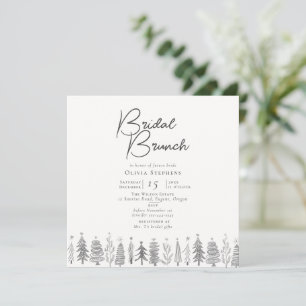 Modern Simple White Christmas Bridal Brunch Einladung