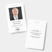 Modern Simple White Corporate Foto ID Ausweis (Vorder- & Rückseite)