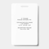 Modern Simple White Corporate Foto ID Ausweis (Rückseite)