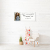Modern Simple White Foto Birthday Party Banner (Insitu)