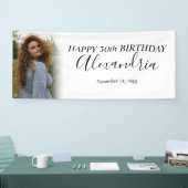 Modern Simple White Foto Birthday Party Banner (Messe)