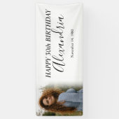 Modern Simple White Foto Birthday Party Banner (Vertikal)