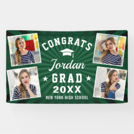 Modern Simple White Green Graduation Party 4 FOTO Banner