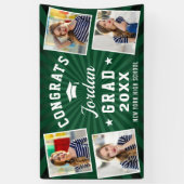 Modern Simple White Green Graduation Party 4 FOTO Banner (Vertikal)