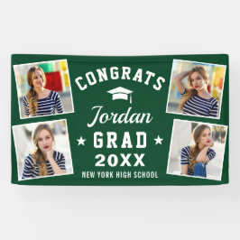 Modern Simple White Green Graduation Party 4 FOTO Banner